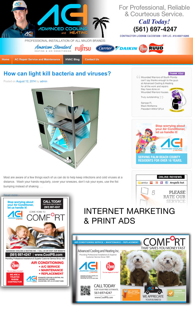 Print ads and internet marketing